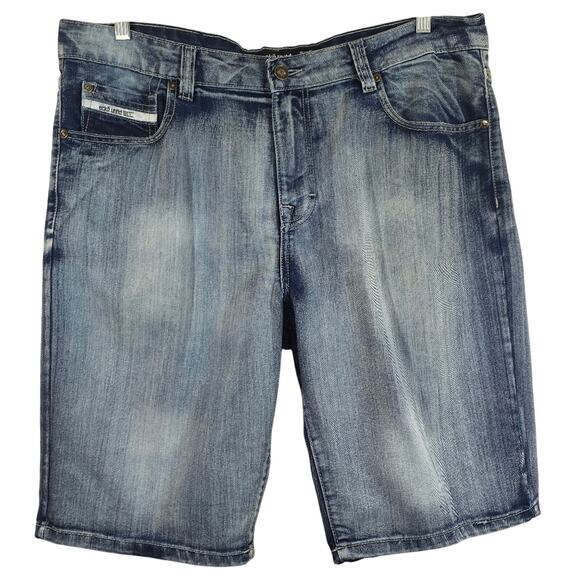 W Ecko Unltd. Y2K Vintage Baggy Blue Denim Shorts Mens Size 36 Rhino Hip Hop - Picture 1 of 11